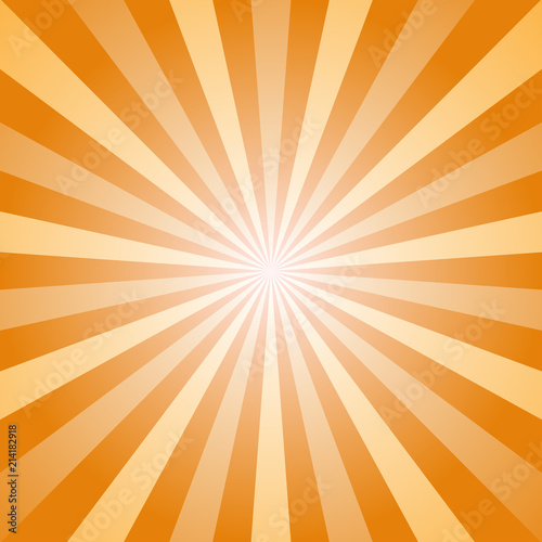 Sunlight abstract background. Orange and gold color burst background. Vector illustration. Sun beam ray