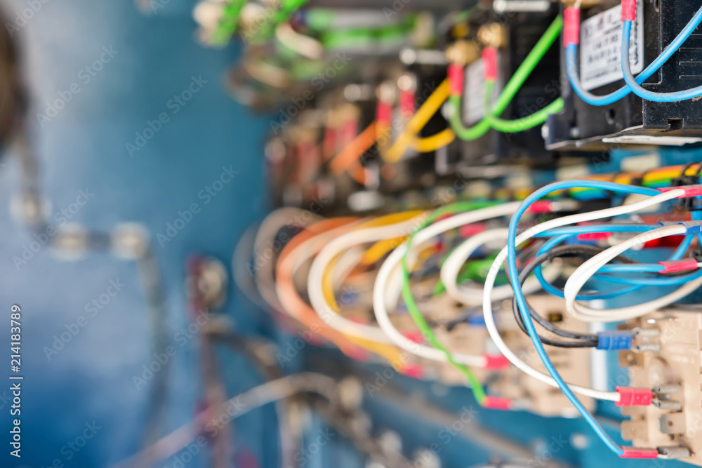 Internal device of mobile electrical installation with terminals, wires and transformers Internal device of mobile electrical installation with terminals, wires and transformers