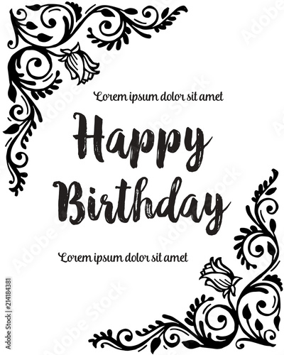 Happy birthday flower concept greeting card