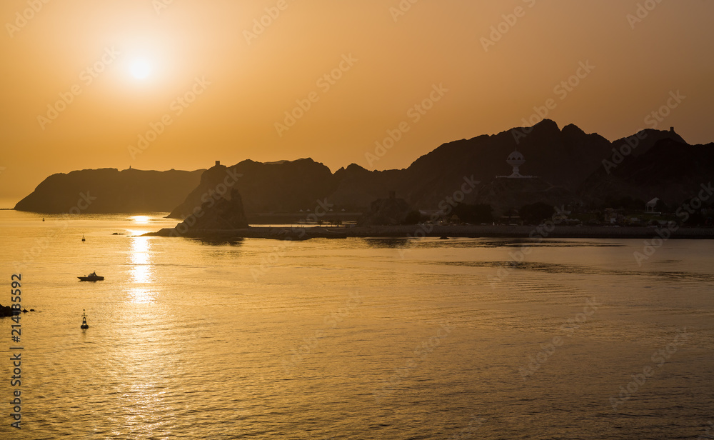 Sunrise in Muscat view from a Ship