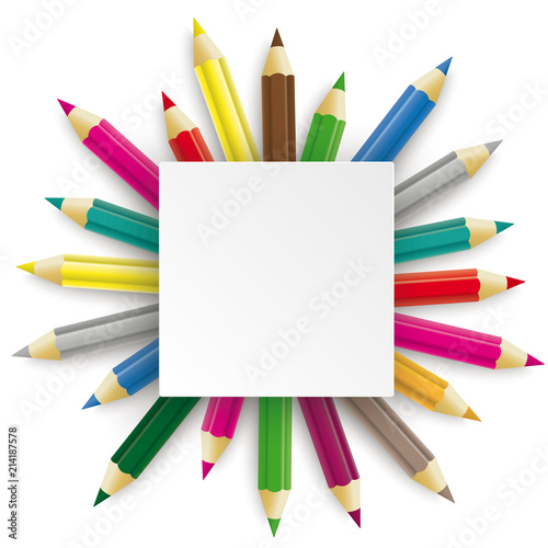 Colored Pencils Rectangle Emblem