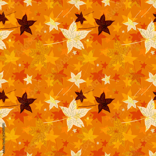 Abstract seamless background of autumn leaves