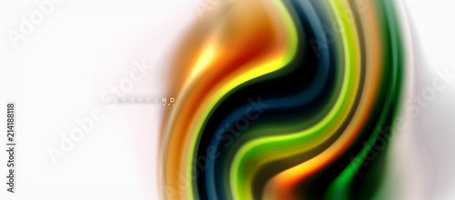Fluid liquid mixing colors concept on light grey background, curve flow, trendy abstract layout template for business or technology presentation or web brochure cover, wallpaper