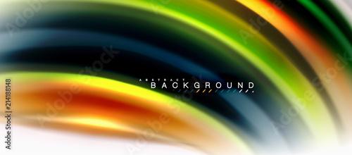 Fluid liquid mixing colors concept on light grey background, curve flow, trendy abstract layout template for business or technology presentation or web brochure cover, wallpaper
