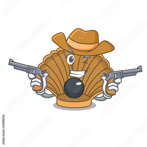 Cowboy shell with pearl character cartoon