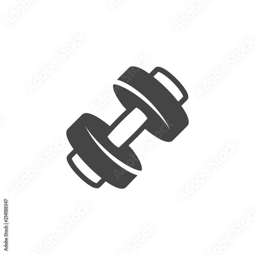 Dumbbell glyph icon. Label for sports shop, gym, fitness class, athletic training. Healthy lifestyle and workout concept flat pictogram. Vector illustration isolated on white background