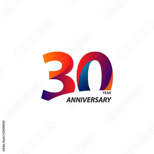 30 Year Anniversary Vector Template Design Illustration