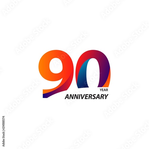 90 Year Anniversary Vector Template Design Illustration