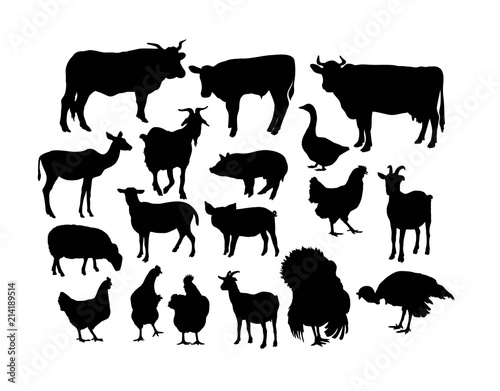 Silhouettes of Farm Animals  art vector design