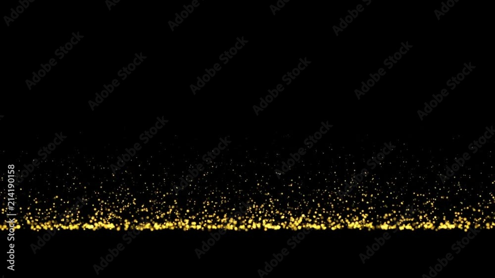 Abstract gold particle glitter horizontal background. Fire sparks up to sky. Change screen mode in layer for use.