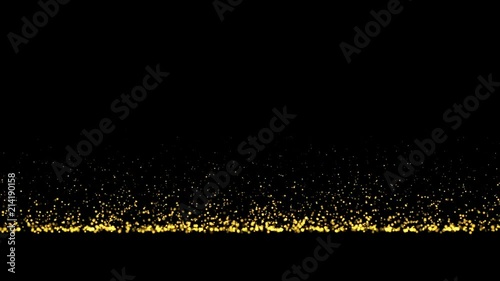 Abstract gold particle glitter horizontal background. Fire sparks up to sky. Change screen mode in layer for use.