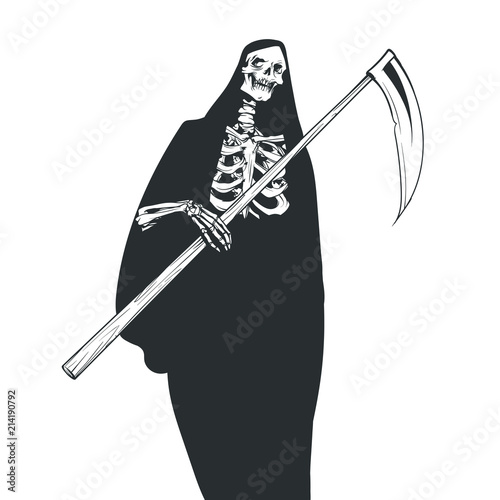 Skeleton with a scythe with a scythe in hand, reaper