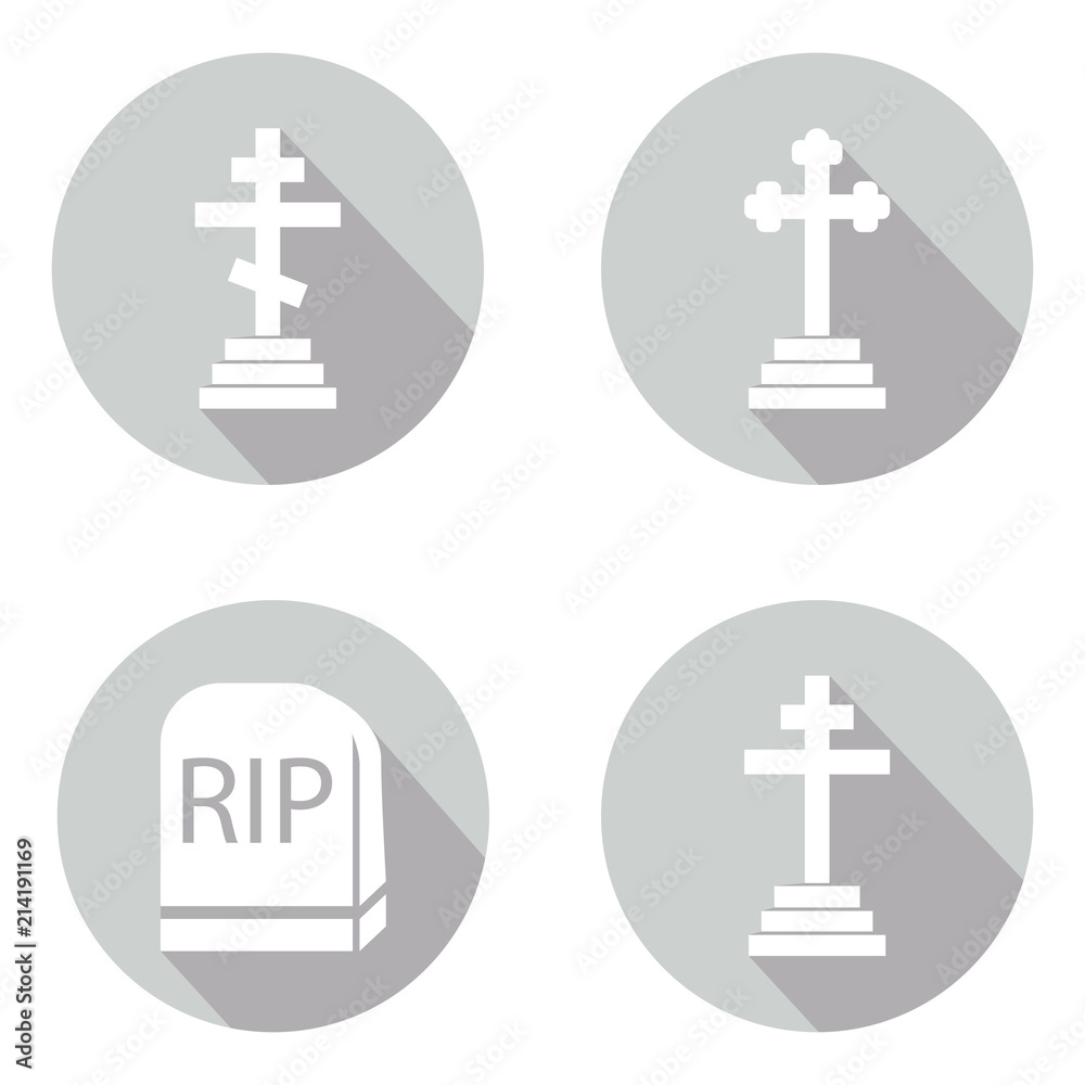 Set of vector tombstones on white background Set of vector tombstones on white background