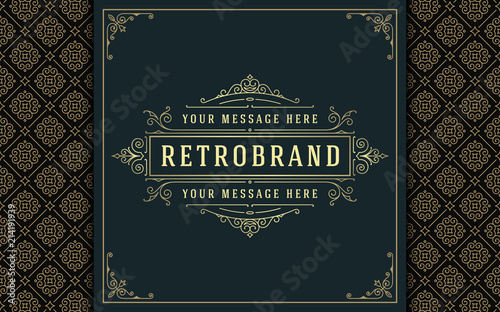 Luxury logo template vector golden vintage flourishes ornament.