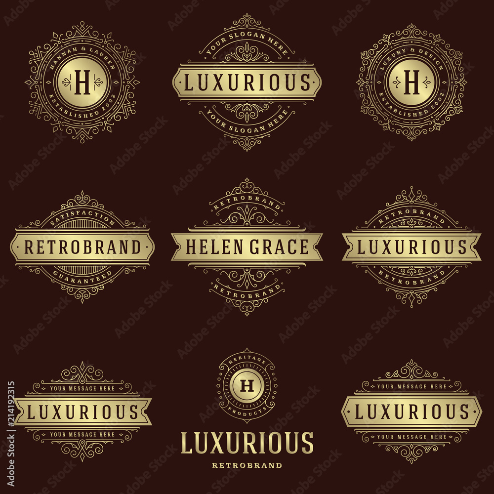Luxury logos templates set