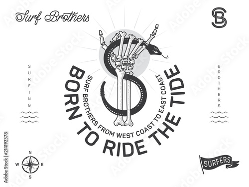 Born to ride the tide black on white
