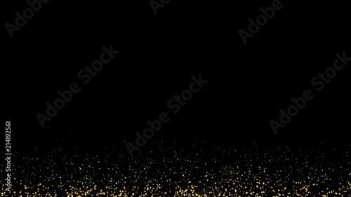 Abstract gold particle glitter horizontal background. Fire sparks up to sky. Change screen mode in layer for use.