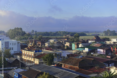 Aussicht vom Hotel auf Nyaungshwe, Inle-See, Shan-Staat, Myanmar, Asien