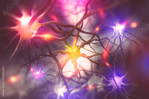Brain. Electrical activity of the human brain. 3D illustration of scientific research of neural networks