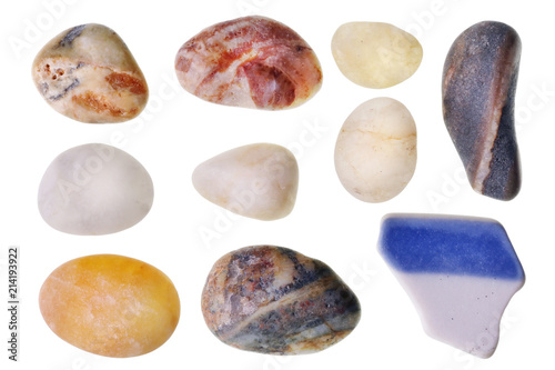 Ten miniature sea pebbles from the coast of the Baltic Sea