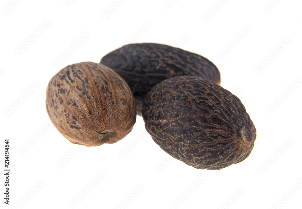 nutmeg spices isolated on white background nutmeg spices isolated on white background
