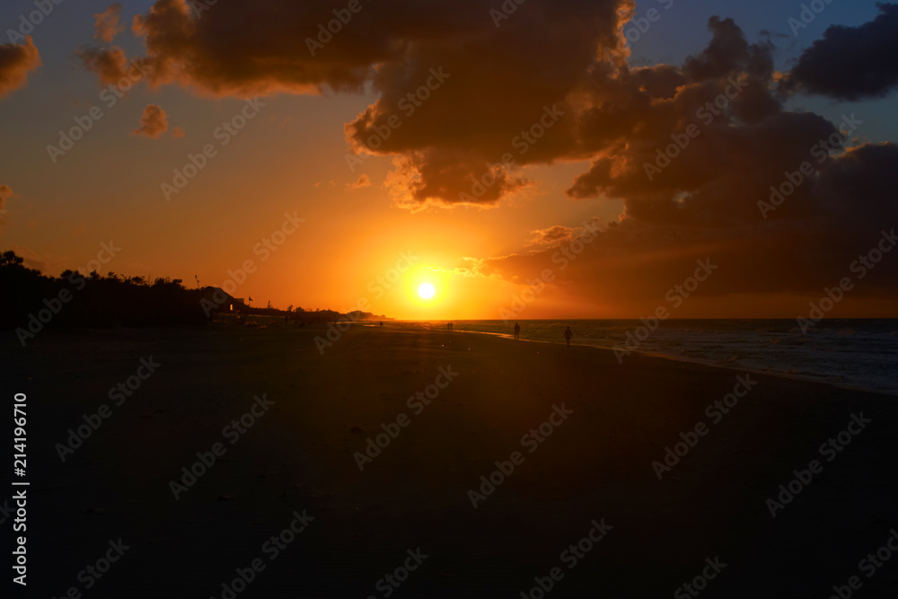 beautiful sunset on the sea shore