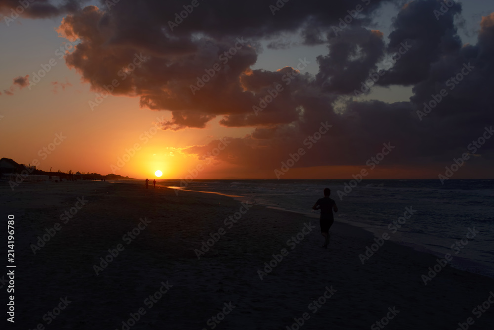 beautiful sunset on the sea shore