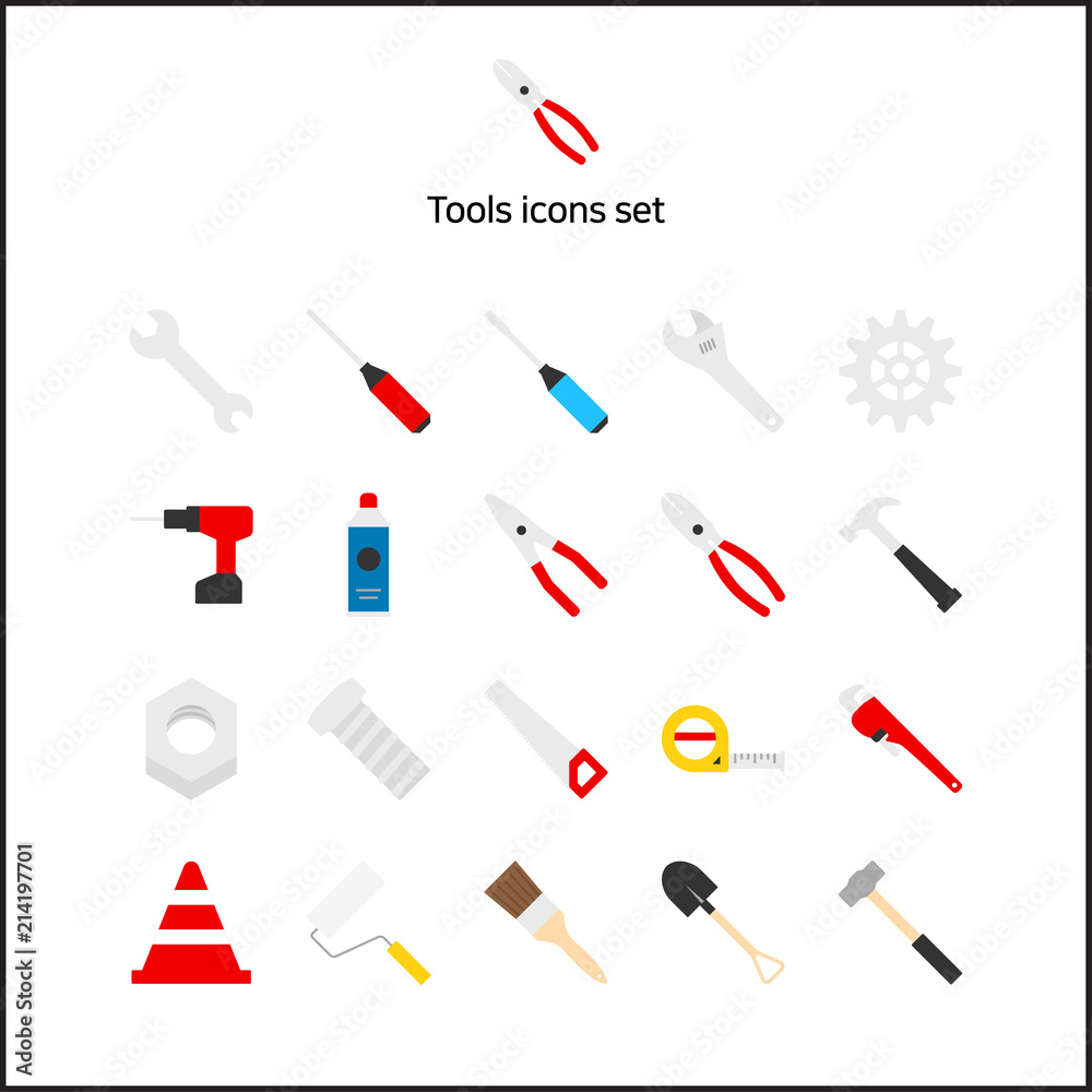 Tools icons set. Tools icons set.