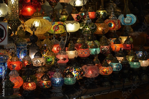 Traditional Turkish souvenir lamps and candles at Grand Bazaar