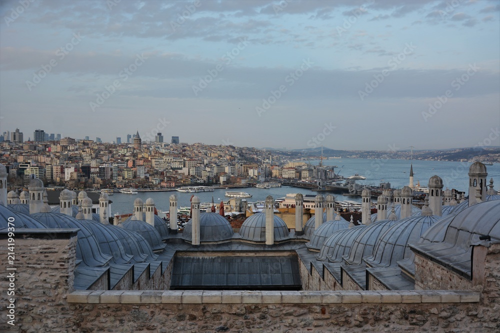 Golden Horn and Bosphorus view from Suleymaniye Mosque