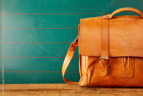 Leather backpack case with copy space