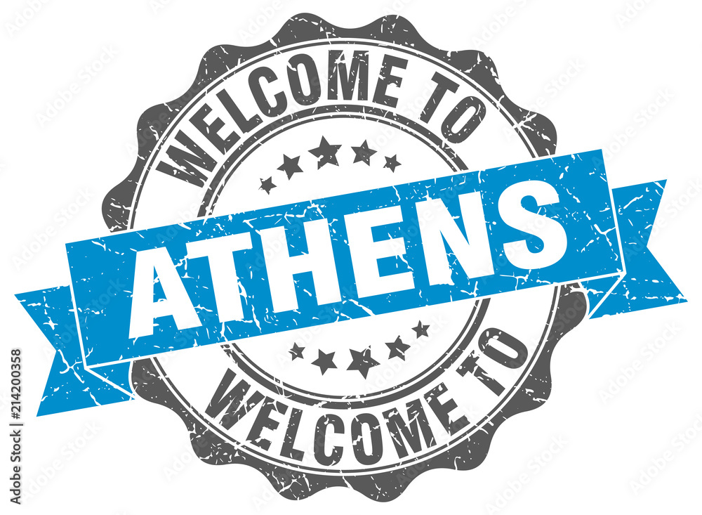 Obraz premium Athens round ribbon seal