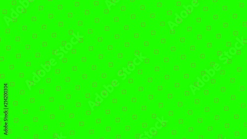 Diseño en vídeo de patrón de un entramado de pequeños cudrados rosas en movimiento que van mutando su forma levemente y girando sobre su eje. El fondo es una pantalla verde. Chroma. 