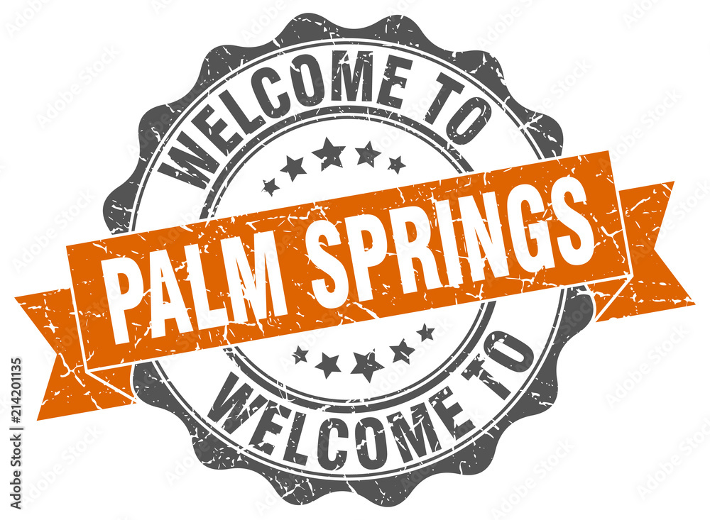 Fototapeta premium Palm Springs round ribbon seal