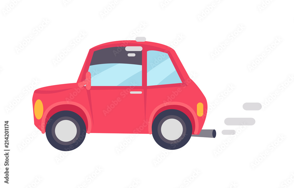 Red Car Makes Lot of Unhealthy Smoke Color Card Red Car Makes Lot of Unhealthy Smoke Color Card