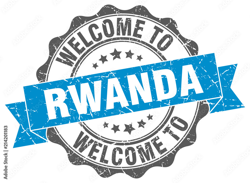Fototapeta premium Rwanda round ribbon seal