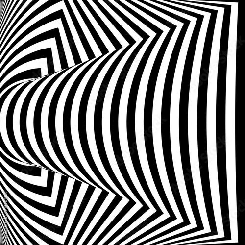 3D Fototapete Schwarz-Weiß - Fototapete Abstract black and white striped background. Geometric pattern with visual distortion effect. Optical illusion. Op art.