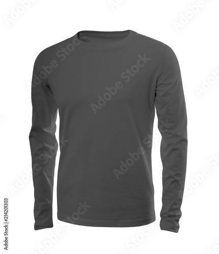 Male shirt in dark gray with long sleeves isolated on white background (model 1)