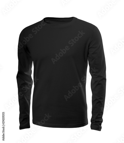 Male shirt in black with long sleeves isolated on white background (model 1)