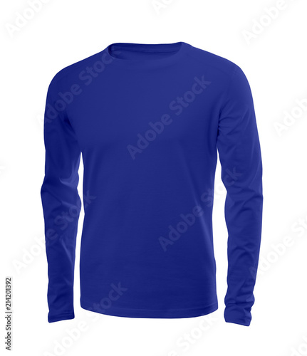 Male shirt in blue with long sleeves isolated on white background (model 1)