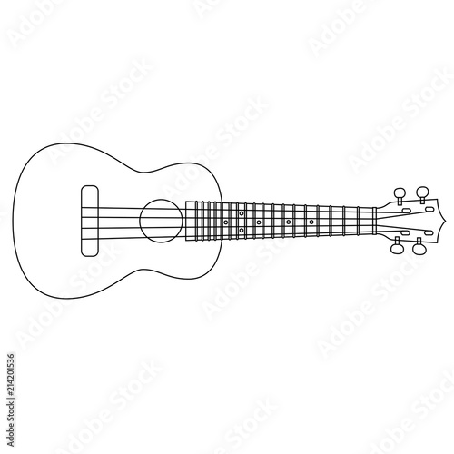 Concert Ukulele - Hawaiian string musical instrument. Thin line vector illustration.