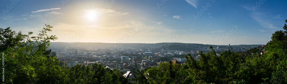 Germany, Stuttgart XXL city skyline panorama from above