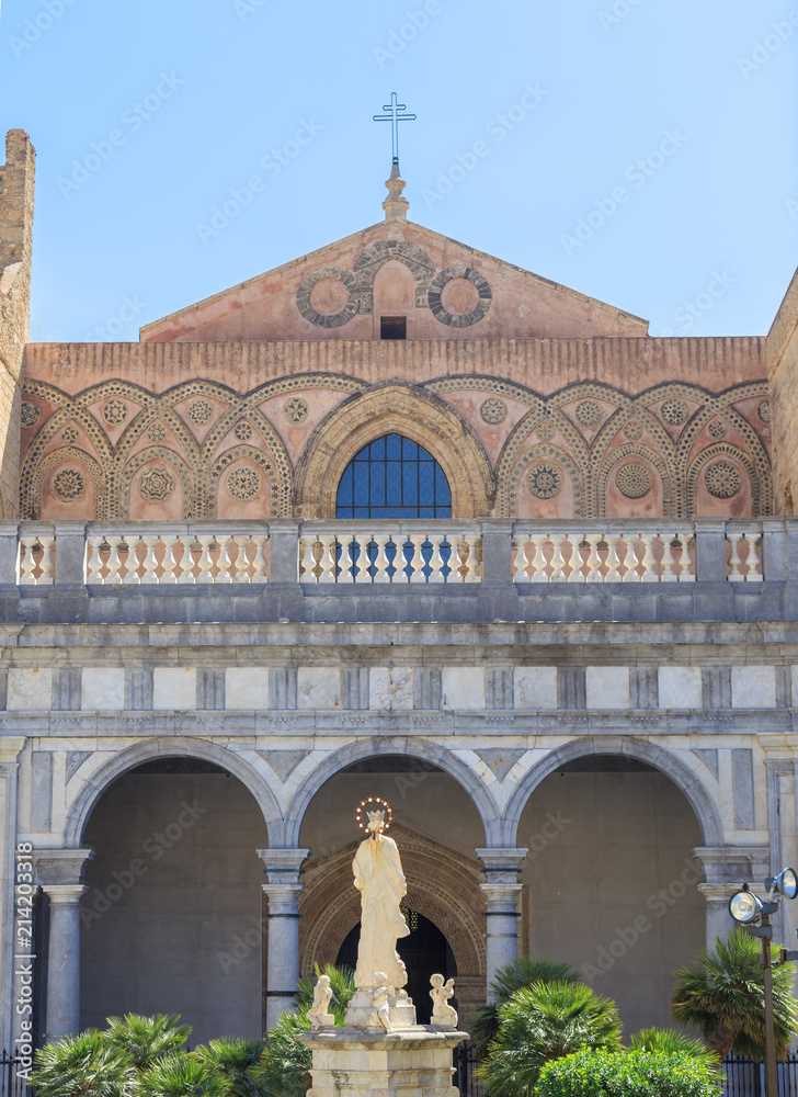 Cathedral of Santa Maria Nuova (Duomo di Monreale) - church dedicated to  Mother of God in Monreale in Sicily. Arabesque on front facade