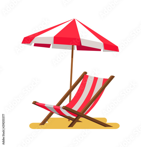 Lounge and Umbrella Icons Vector Illustration