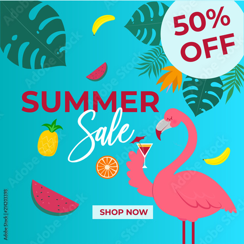 Vector image of banner with summer bargain sale