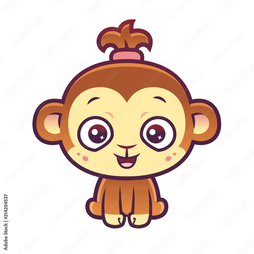 Fototapeta premium vector cartoon style monkeyl with happy face