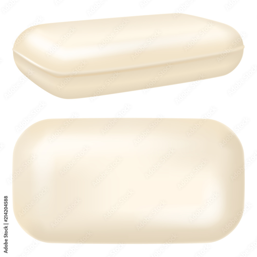 White soap bar. Top and three quarter view. Vector illustration. White soap bar. Top and three quarter view. Vector illustration.