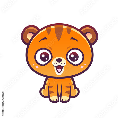 Fototapeta Naklejka Na Ścianę i Meble -  vector cartoon style tiger with happy face