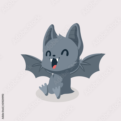 Cute bat cartoon on pastel background.