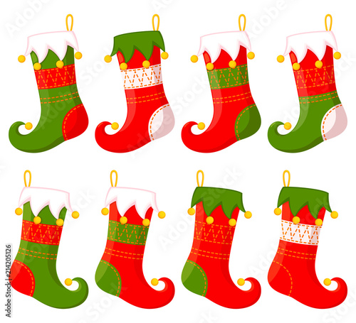 Colorful cartoon christmas stocking set